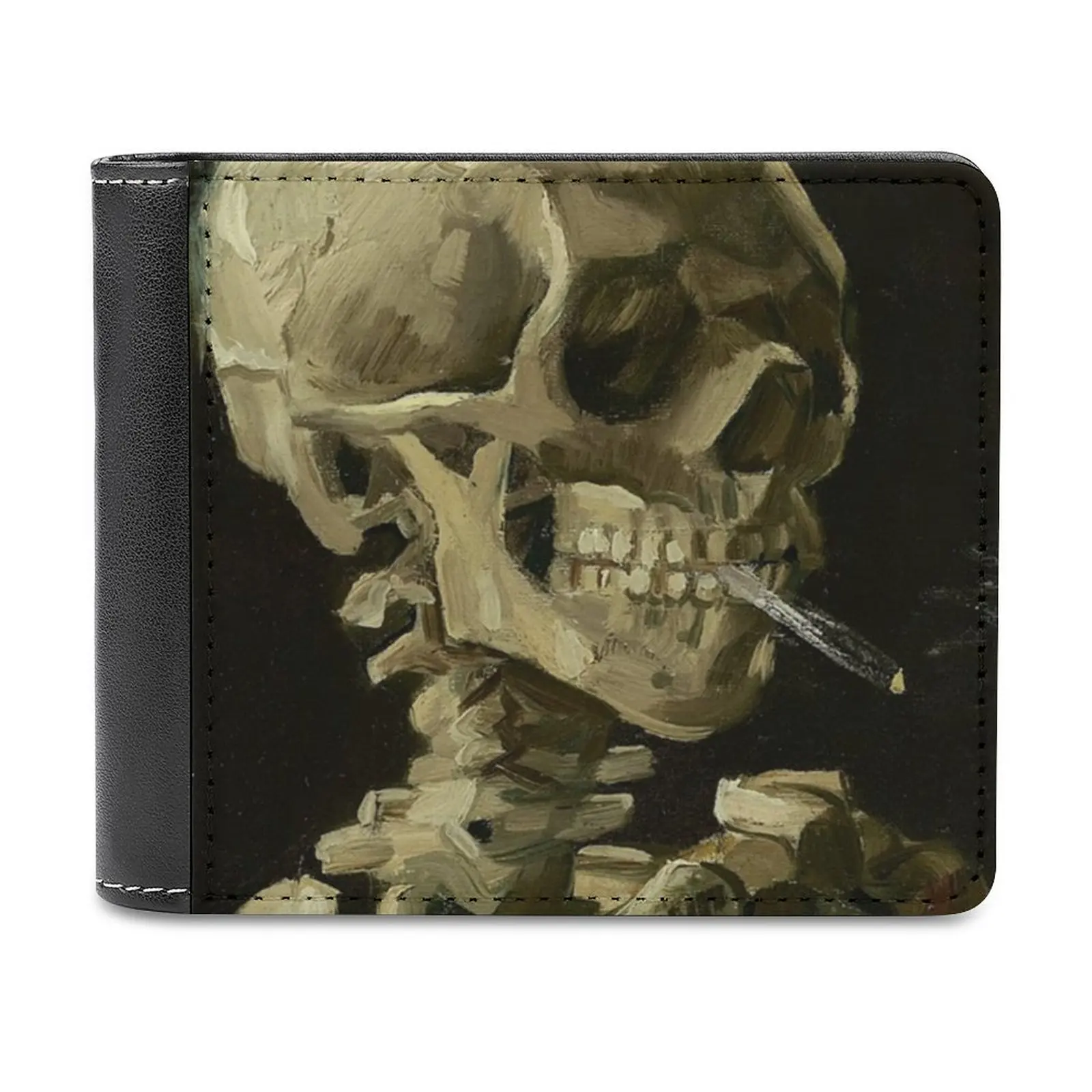 

Череп Скелета с горящим сигаретом-Van Gogh, мягкие мужские кошельки, новый кошелек, держатели для кредитных карт для мужских кошельков, мужской кошелек