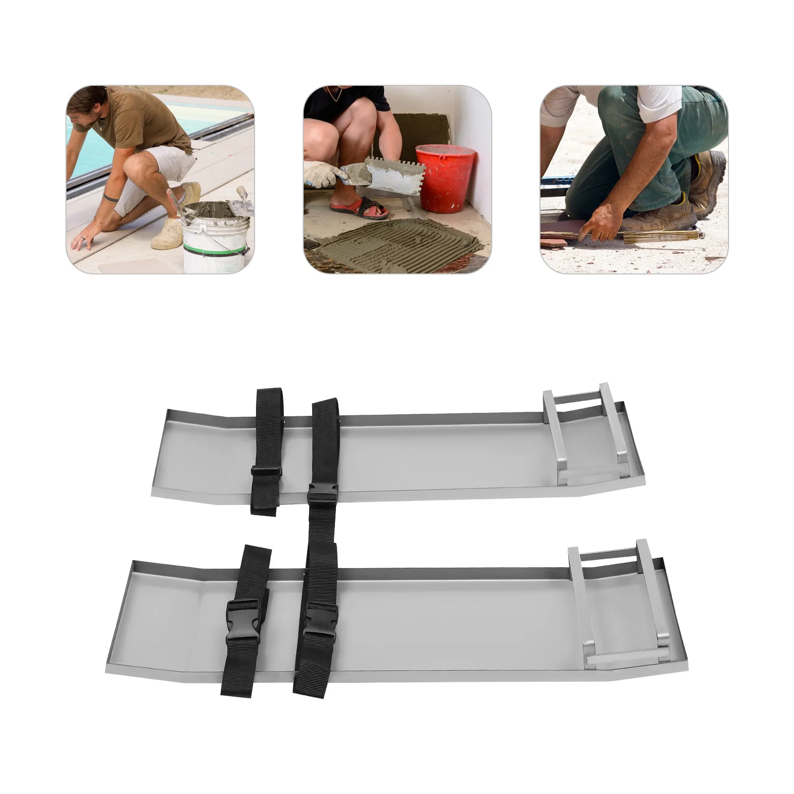 2er-Set Beton-Kniebretter, 30"x8" Edelstahl-Kniebrett-Slider-Werkzeug mit Zehenhalterung, Paar bewegliche Sliders