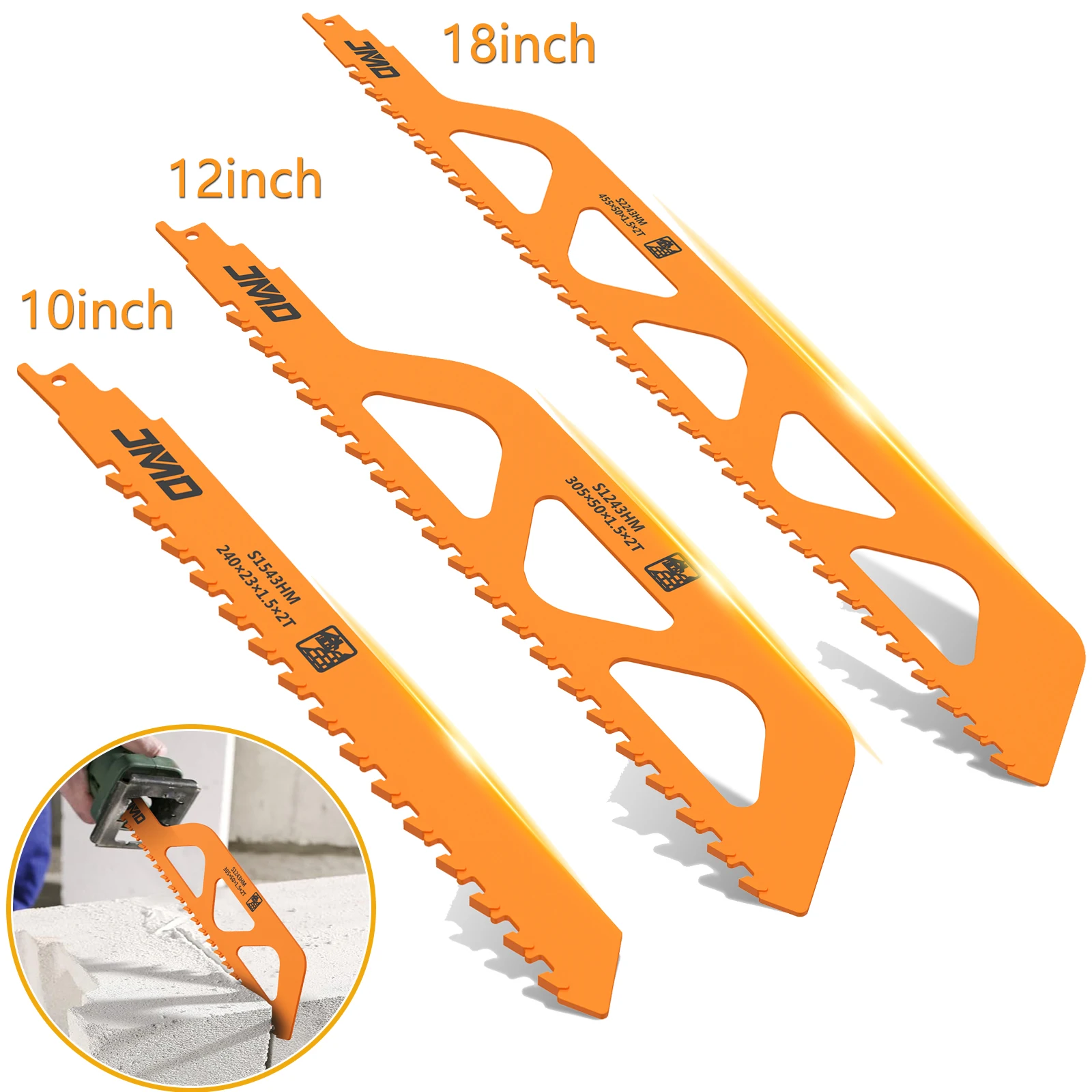 Masonry Reciprocating Saw Blade 10/12/18 Inch Hard Alloy Teeth Tipped Brick Cutting Recip Saw Blade For Cutting Brick Concrete