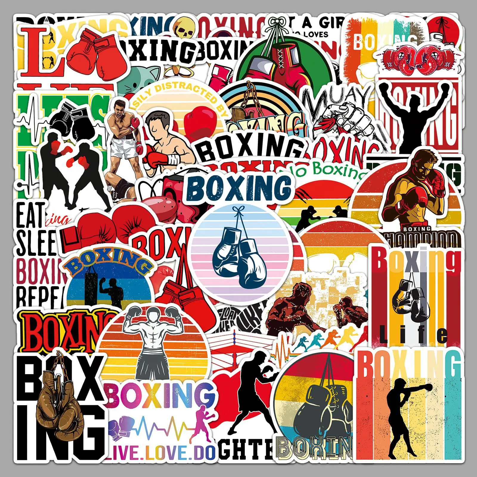 

10/50PCS Boxing Cool Sports Cartoon Sticker DIY Phone Laptop Luggage Skateboard Graffiti Decals Fun for Kid Toys Gifts
