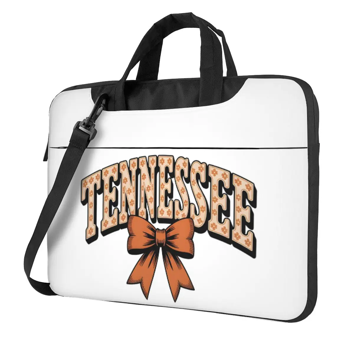 

Vintage Tennessee Logo With Floral Typography And Bow Crossbody Laptop Bag Case Computer Bag Resistant Protective Notebook Pouch