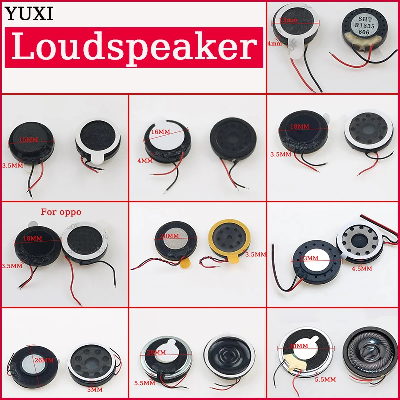 YUXI 2PC Round Loudspeaker For 13 15 16 17 18 20 23 26 28 30mm Buzzer Ringer Speaker Replacement Cell Phone With Two Line