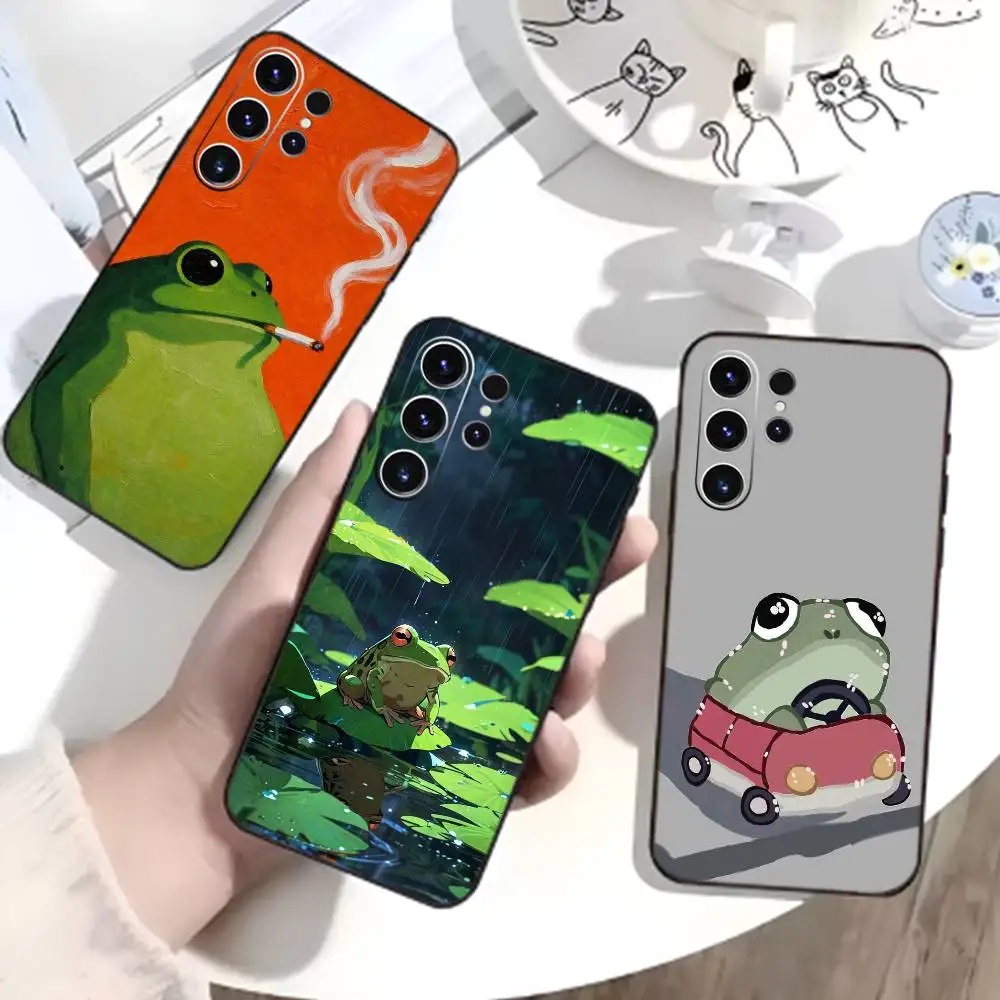 

Cute Frog Cartoon Phone Case For Samsung S26,S25,S24,S23,S22,S21,S20,S30,Ultra,Plus,Fe,Note,5G Black Cover