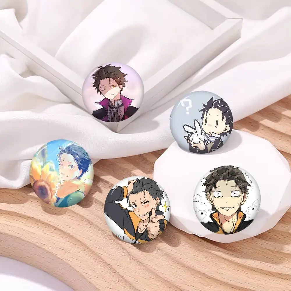 Anime Cartoon Subaru Natsuki   Anime Creative Tinplate Soft Button Pins Animal Icon Brooch Lapel Backpack Badge Accessories Pin