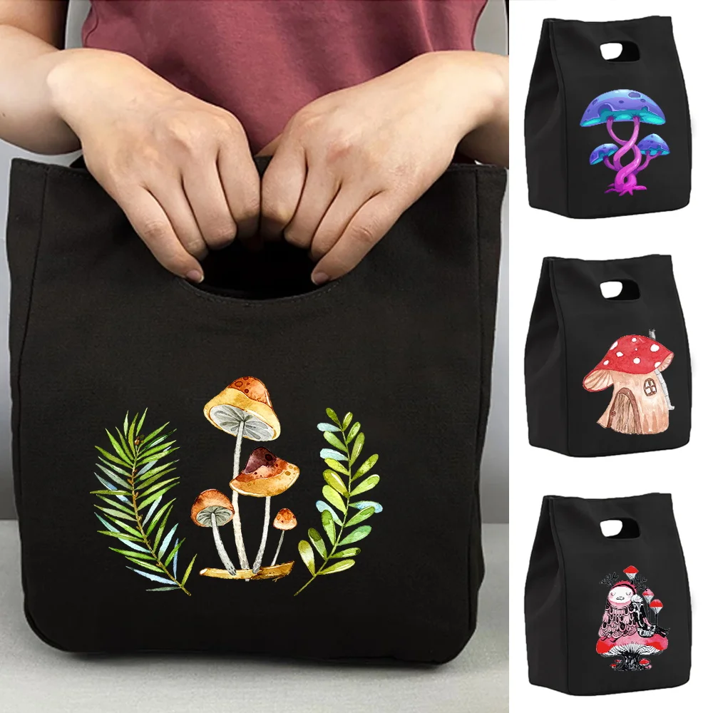 

Thermal Bag Insulated Lunch Bag for Women Kids Portable Eco Cooler Handbags Lunch Box Ice Pack Picnic Food Tote Mushroom Pattern