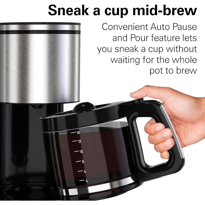 14-Cup Programmable Coffee Maker with Easy Measure Light-Up Reusable Filter, Removable 70-Ounce Water Tank