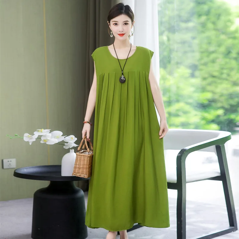 L-4XL Cotton Rayon Sleepwear Dress New Loose Summer Nightgowns For Women Plus Size Nightwear Ladies Nightshirt 100 Kg Wear