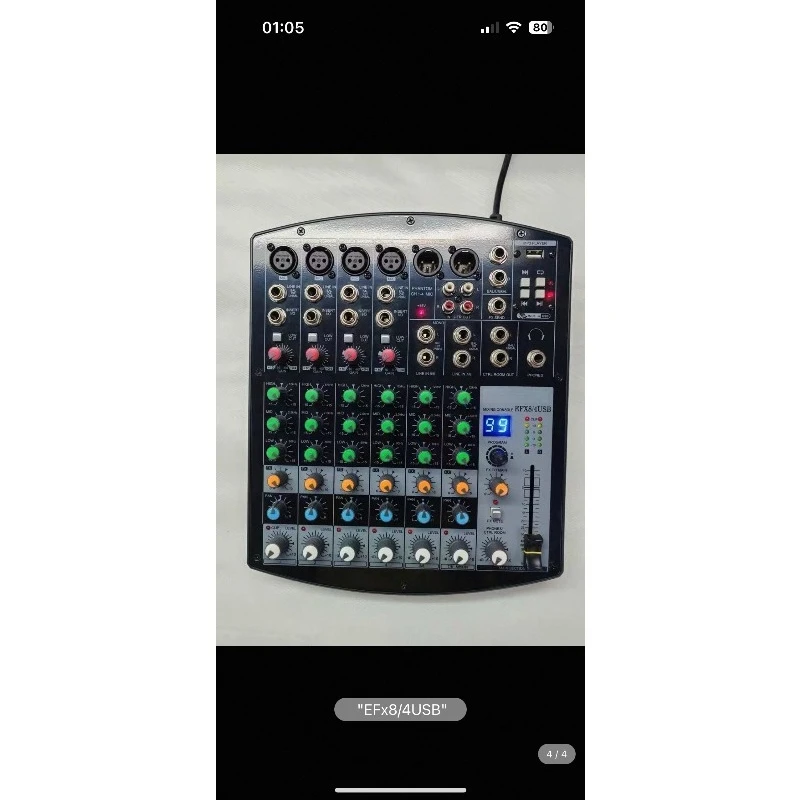 8-CH Sound Mixing Console with 99 DSP Effects, USB Flash Drive MP3 Playback, Works with External Bluetooth Audio Adapter