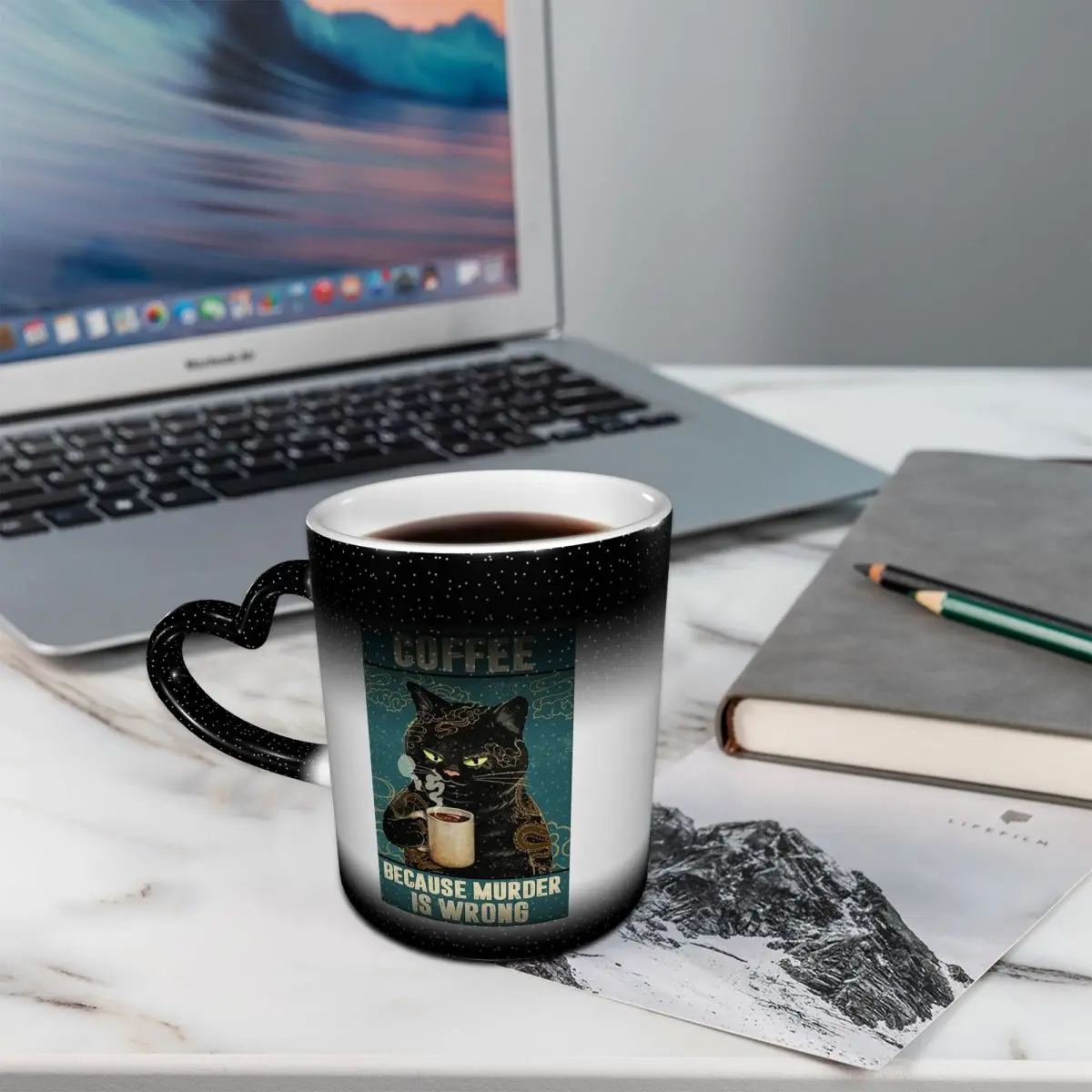 Black Cat Coffee Mug Funny Ceramic Coffee Cups Tea Mugs Milk Cup Drinkware Gift for Friends