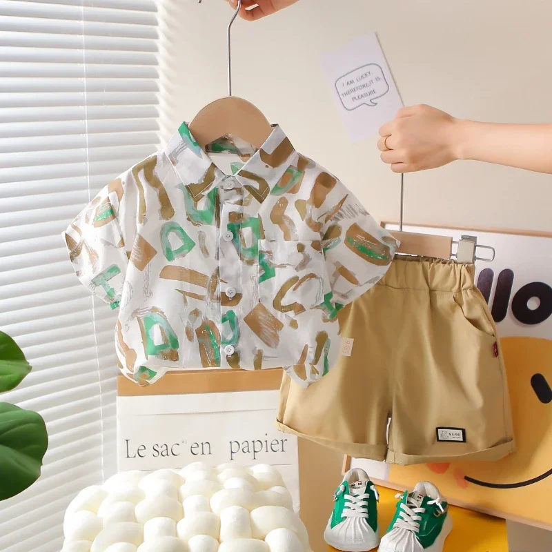 

New Summer Baby Boys Clothes Suit Children Letter Shirt Shorts 2Pcs/Sets Kids Clothing Toddler Casual Costume Infant Tracksuits