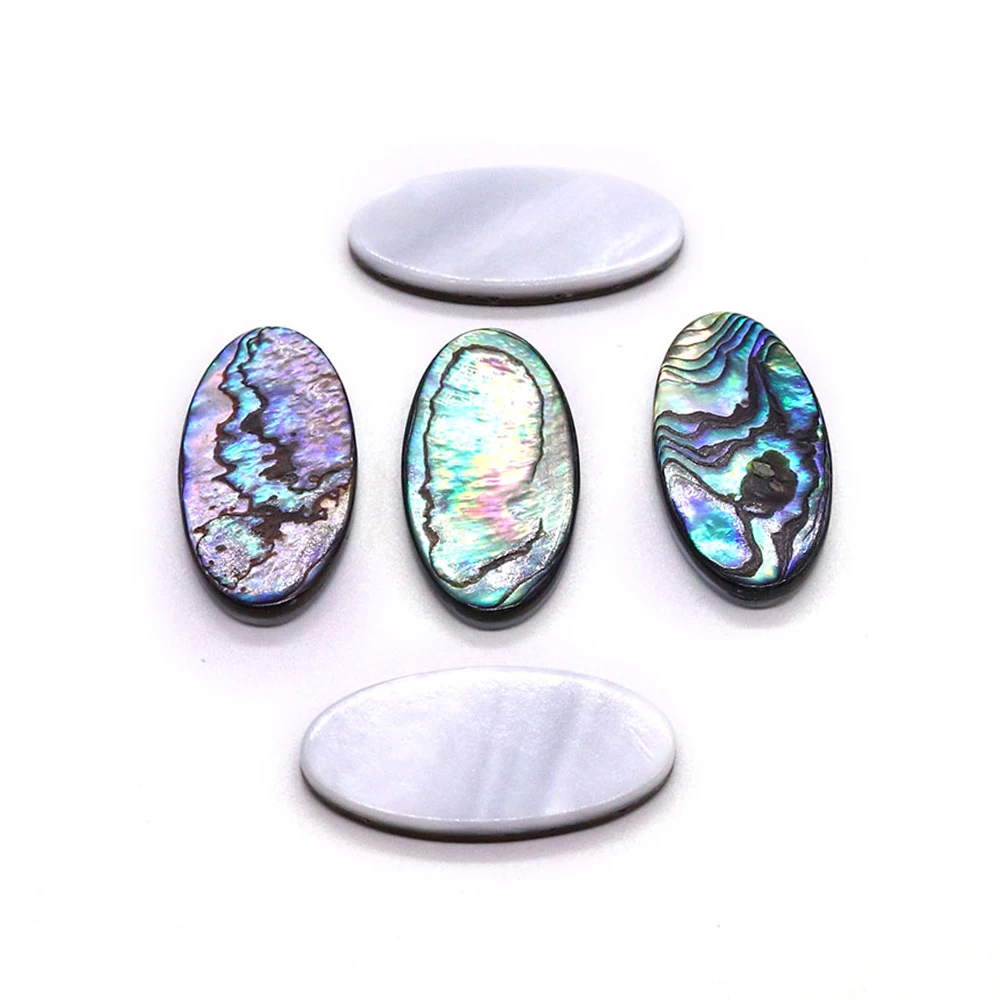 Vintage Natural Abalone Shell Cabochons Beads Flat Back Oval Cabochons Cameo Beads DIY Jewelry Making Necklace Ring Accessories