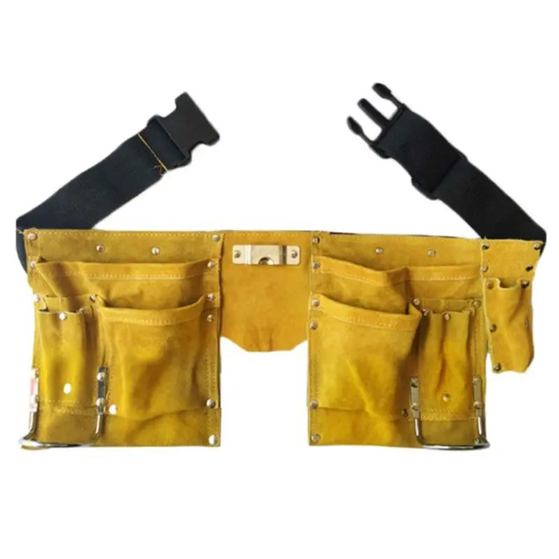 AS60-1 Pieces Portable Toolkit Waist Pouch Belt Leather Tool Quick Release Buckle Carpenter Construction Tools Storage Bag