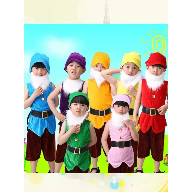 Костюм семь карликов, детские рождественские костюмы с коротким рукавом, детская одежда для Хэллоуина, карнавала, Косплея