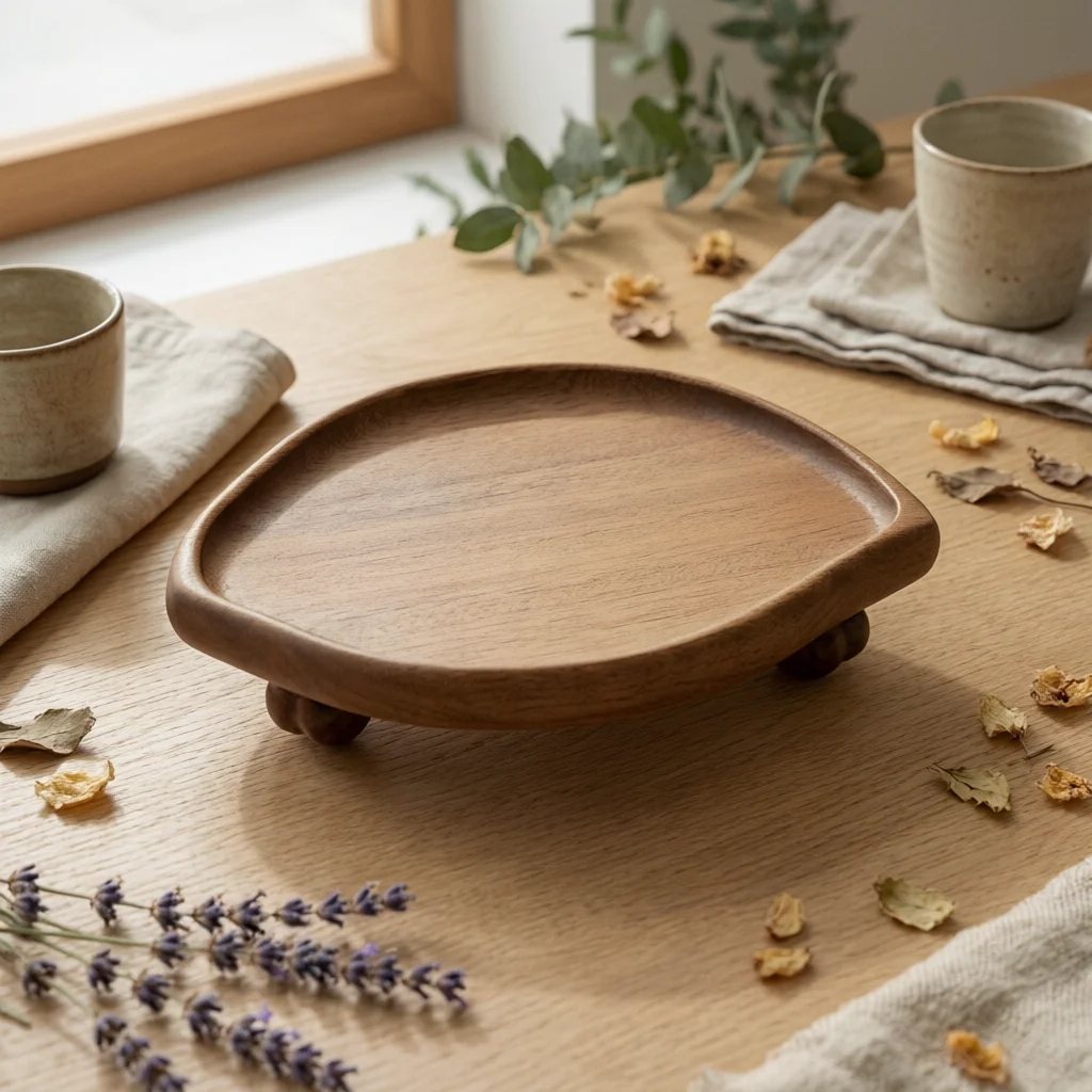 Wooden Display Tray Multi-Use Vanity Organizer Tray Wood Riser Decorative Home Decor Handmade for Entryway, Dresser Top