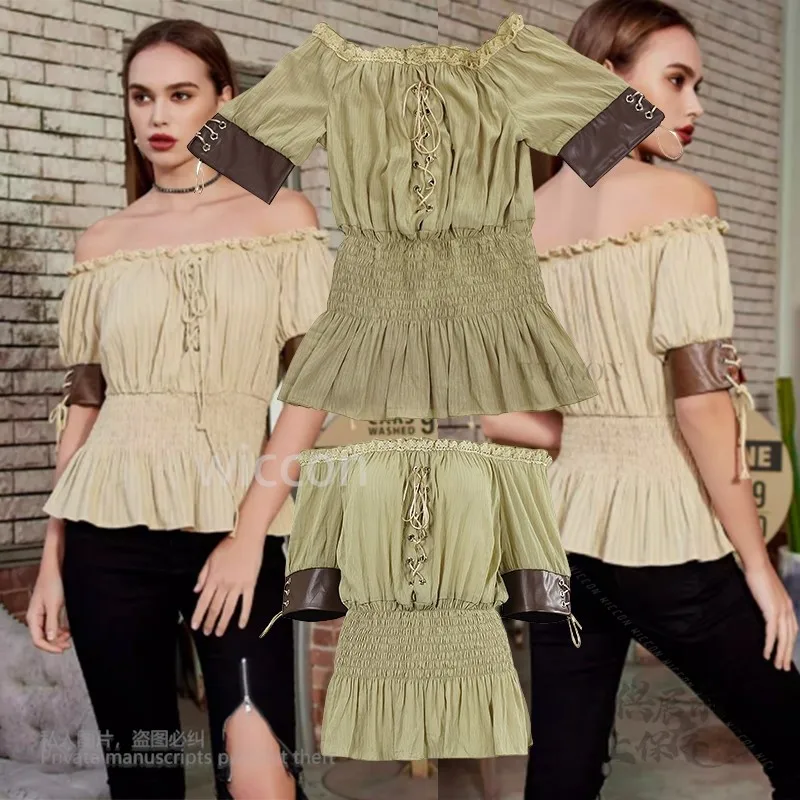 

Medieval Aristocratic Women Cosplay Costume Vintage Blouse Retro Victorian Retro Gothic Tops Clothing Halloween Carnival Party