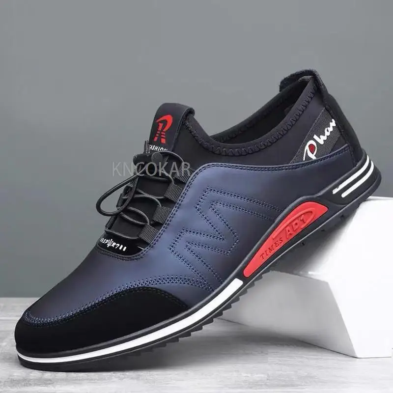 Men Leather Comfy Slip Increased Heel 6CM Footwear Mens Casual Shoes Male Office Business Dress Outdoor Sport Sneakers