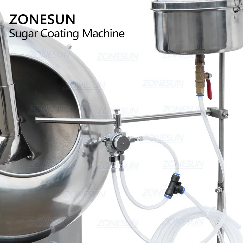 ZONESUN BY-800 Stainless Steel Sugar Coating Machine Automatic Chocolate Peanut Candy Coater with Spray System Heating Polisher