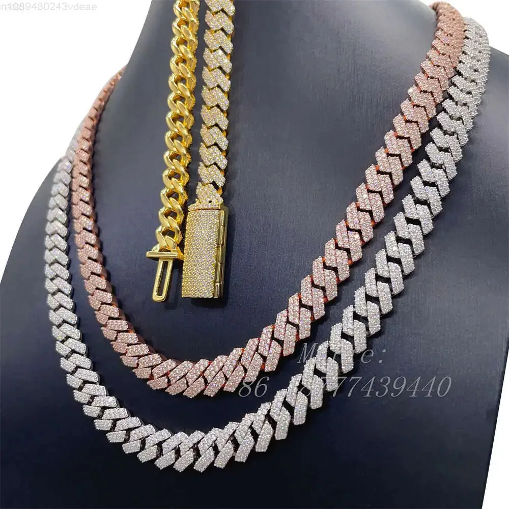 New Arrival Pass Diamond Tester Jewelry 10mm Width S925 Hip Hop Necklace Vvs Moissanite Diamond Cuban Link Iced Out Cuban Link