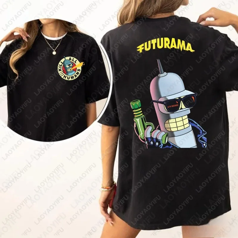 

Futurama Bender Robot Cartoon Print Unisex Cotton T-Shirt Summer Casual Wear Pop Culture Anime Funny Fashion Trendy Streetwear