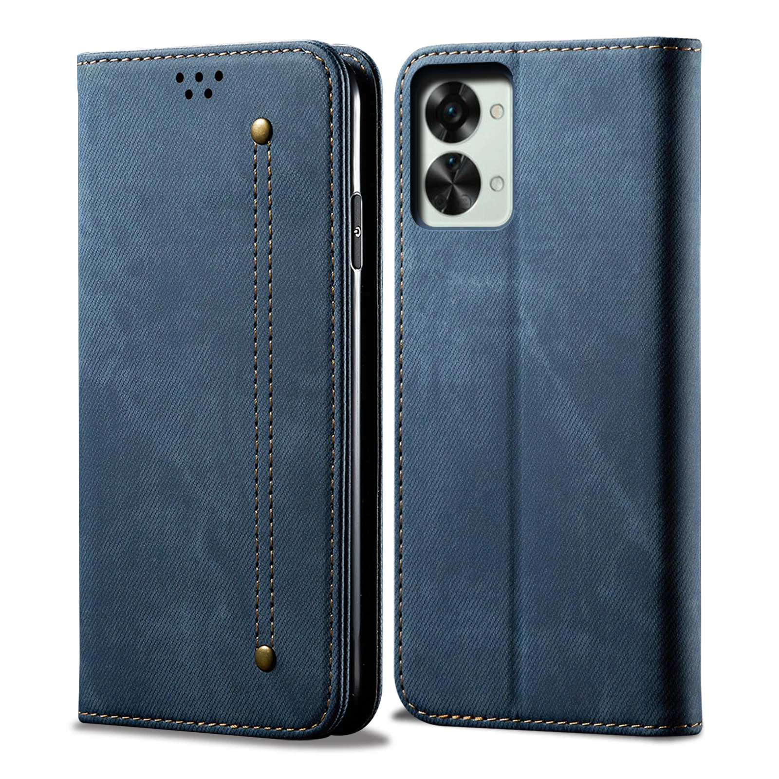 

Flip denim leather card slot wallet Back Cover For OnePlus Nord 2T Magnetic closed shockproof Phone Case For OnePlus Nord 2T