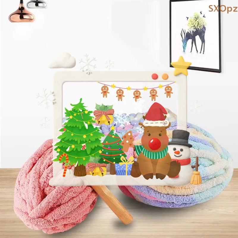 

Толстая подушка из ледяной пряжи для домашних животных, 250 г, ручное вязаное одеяло с большой синельной нитью своими руками