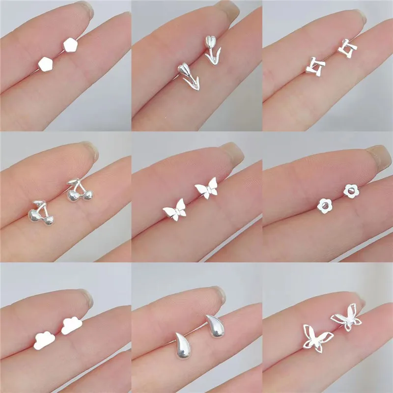 Minimalism Heart Earring 925 Silver Needle Allergic Protection Mini Small Stud Earrings for Women Girls Jewellery Wholesale Gift