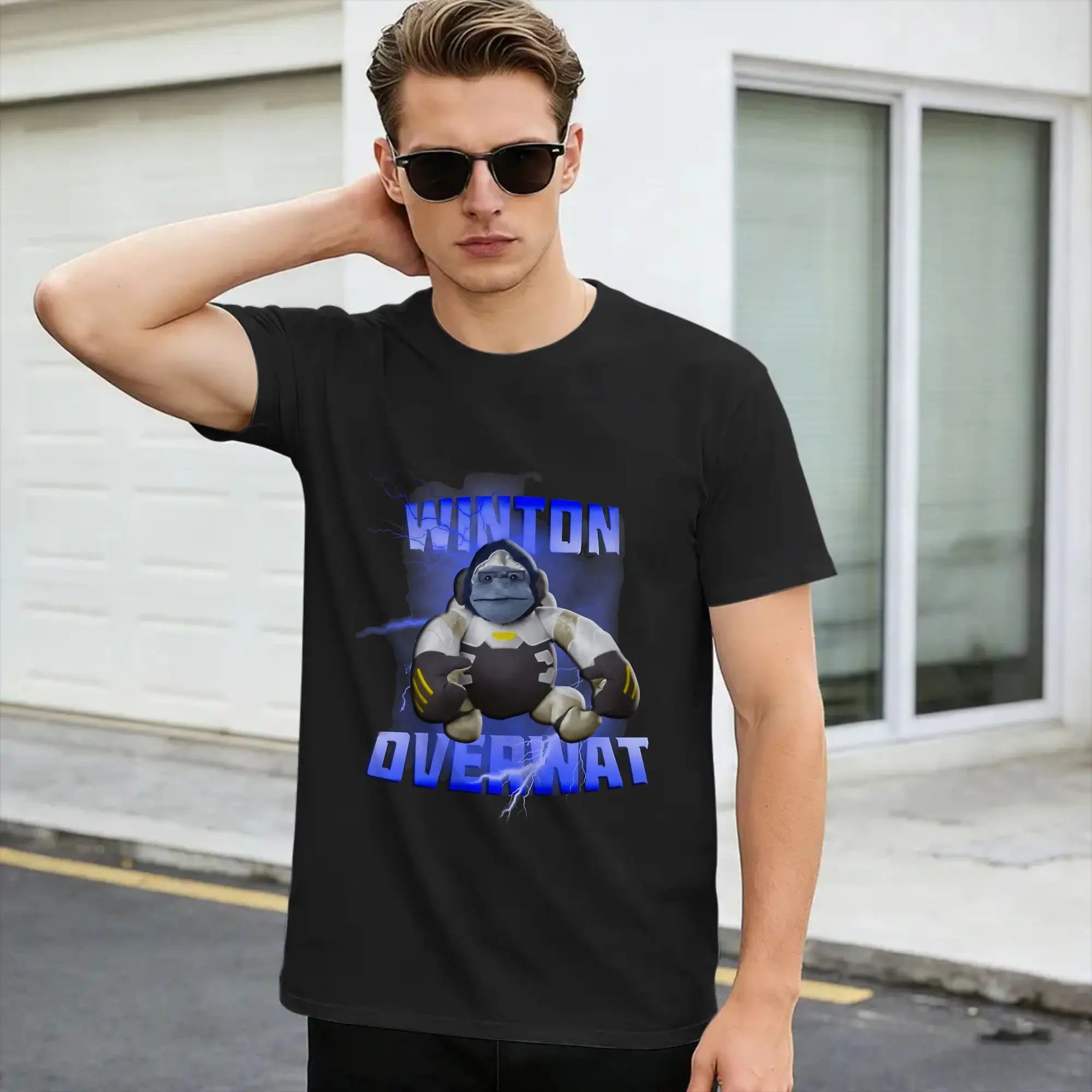 Winton meme Winston Overwatchs T-Shirt Summer  Classic T-Shirts Cotton Harajuku Tee Shirt For Man Casual Top Tees,