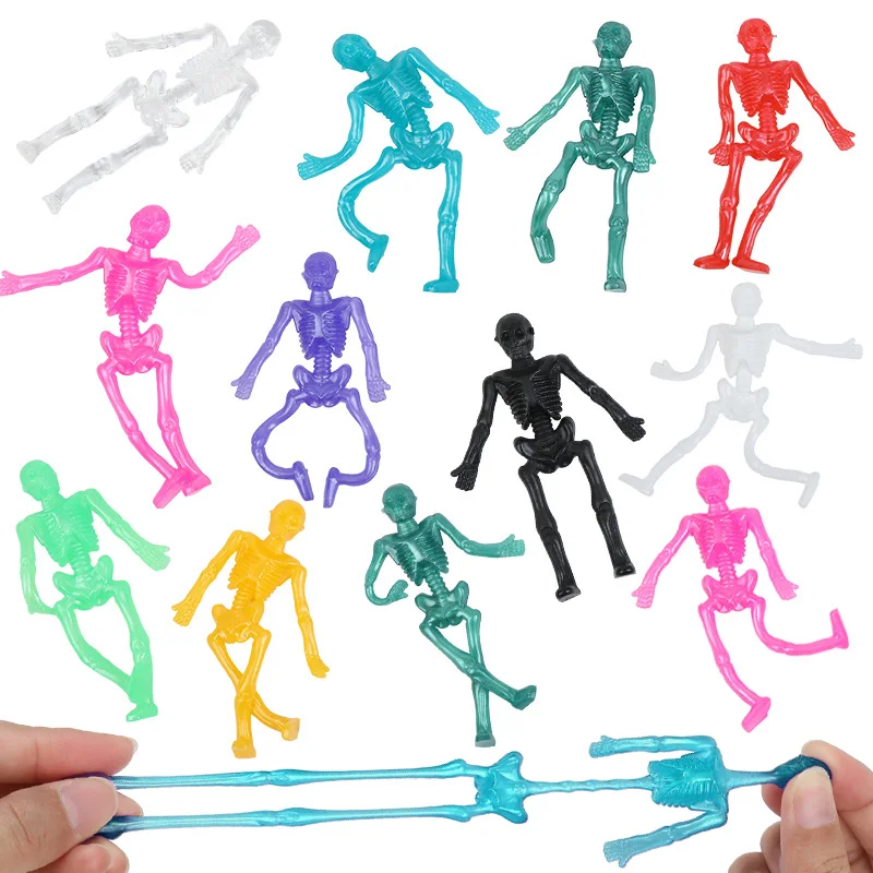 10-30 Uds. Esqueleto elástico de Halloween divertido juguete pegajoso niños feliz Halloween fiesta de cumpleaños favores truco o trato Goody bolsa relleno