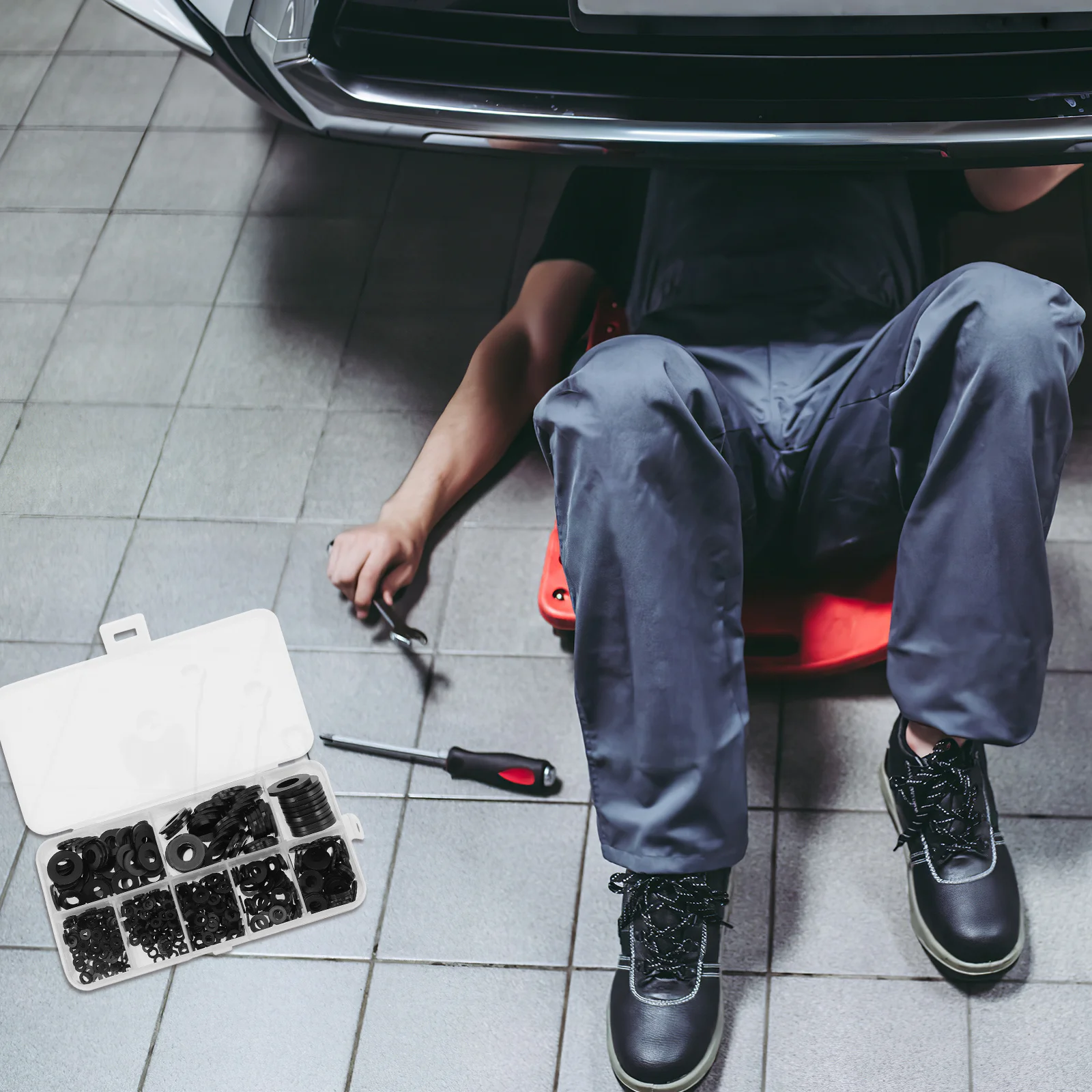 

500Pcs Waterproof Gaskets Flat Nylon Washers Assortment Kit for Marine Automotive Applications Corrosion Resistant Universal