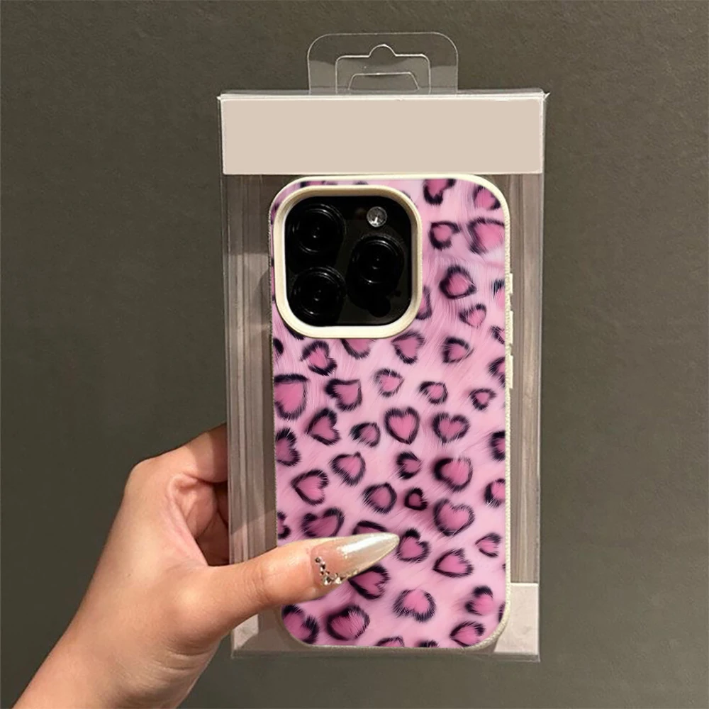 Phone Case Best Pink Heart Leopard Cute Unique Art Button Cover Design for iPhone Plus 16 11 Style 13 12 14 15 Air Slim 17