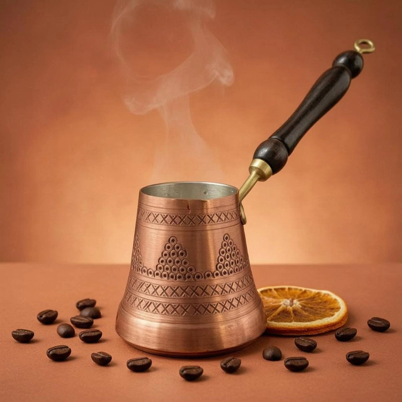 Turkish Coffee Pot Wooden Handle Copper Cezve Copper Coffee Pot Hanging Loop Cooking Vessel Metal Connector