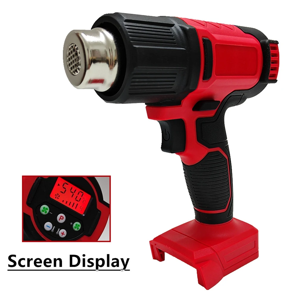 ABKO-para pistola de aire caliente con batería de 18 V 60-540 ℃   Pistola de calor inalámbrica ajustable con herramientas eléctricas con pantalla LCD de 3 boquillas