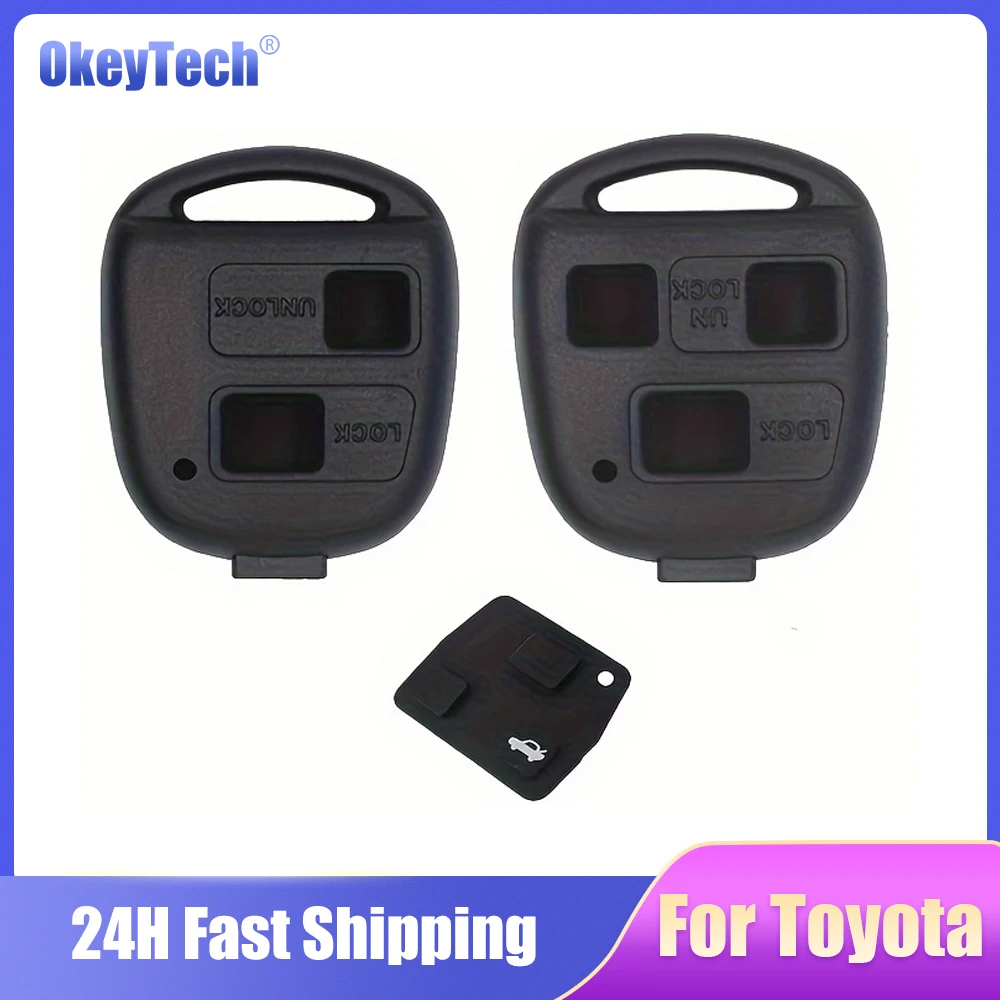 OkeyTech 2/3 Button Remote Key Shell Case For Toyota Corolla Land Cruiser YARIS CAMRY RAV4 Rubber Pad for Toyota Car Key