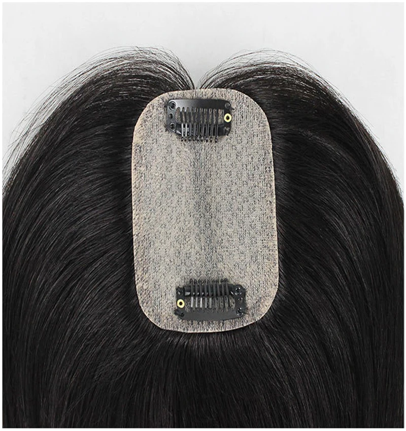 Full Silk Base Women Hair Toupee Straight Human Hair Topper With 5 Clips Virgin Human Hair Pieces Brown Hair Replacement 9x14