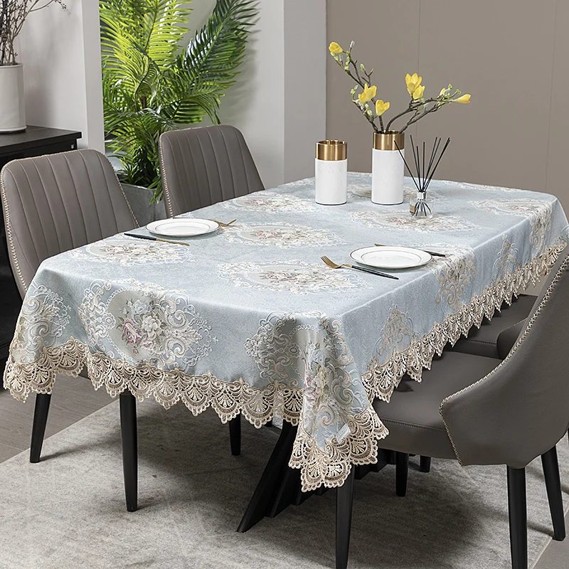 

European high-end coffee table tablecloth rectangular oval square lace fabric coffee table tablecloth dining table cloth