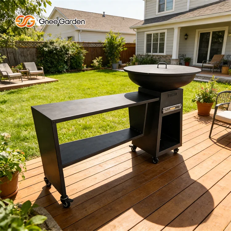 Modern Outdoor Garden Kitchen Fire Pit BBQ Table Corten Steel Powder Coated Barbeque Grill