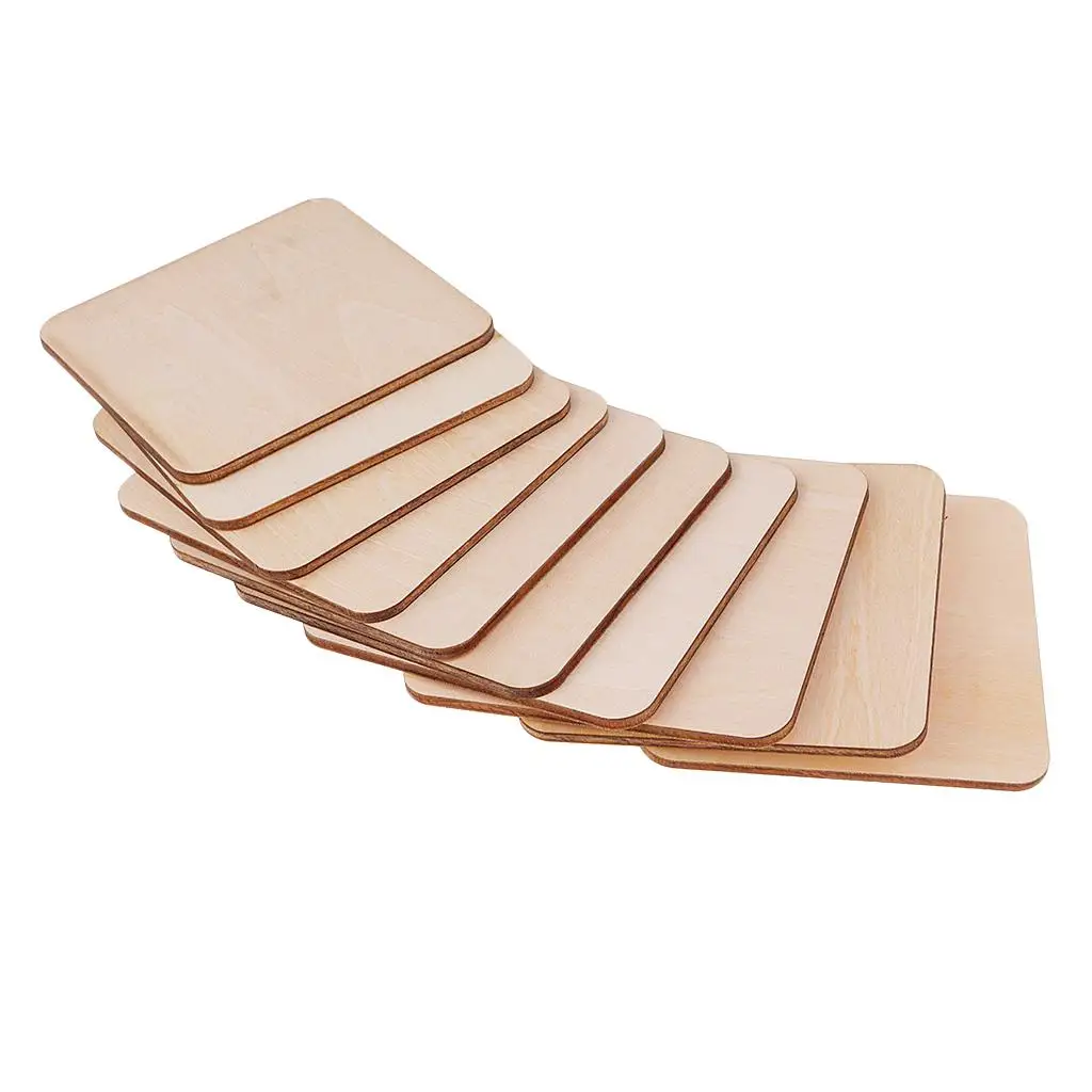 SHAPE Cutting Wooden Crafts Flat Square Pieces for Art Decor