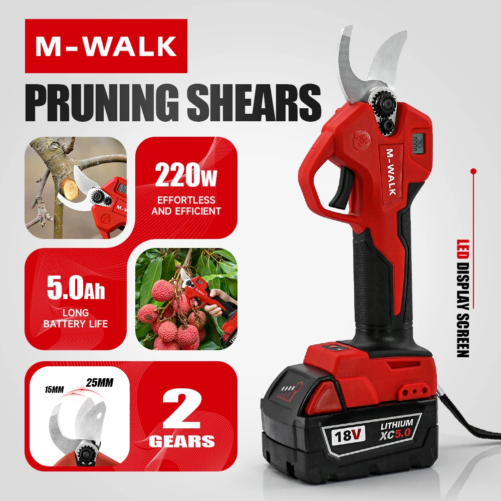 

M-WALK 40MM Brushless Electric Pruner Pruning Shears Fruit Tree Bonsai Pruning Branche Cutter Tool For M 18V Battery Pin