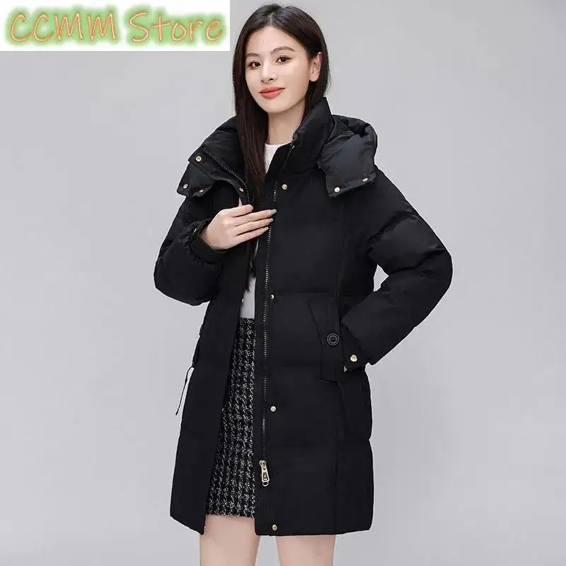New Warm Cotton Padded Jacket Long Down Cotton Coat Women Parkas Autumn Winter Overcoat Hooded Outwear Ladies Down Jacket