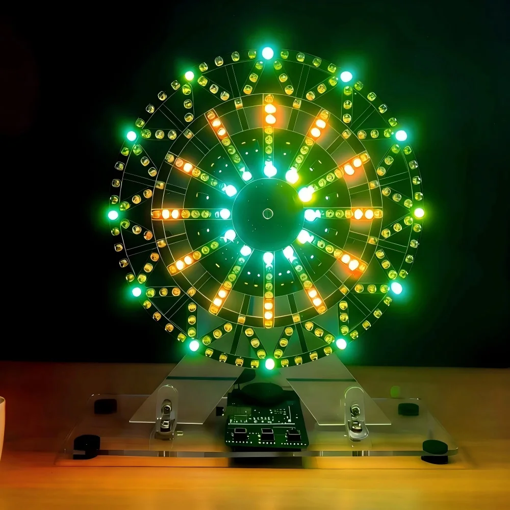 DIY Soldering Practice Kit Rotating 7 Color LED Music Ferris Wheel Desktop Decoration Electronic Assembly Kit