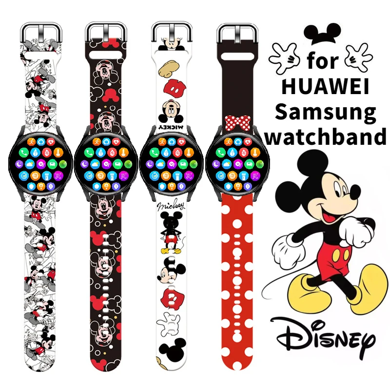 

Disney Mickey Minnie Watchband For Huawei watch 2Pro GT/GT2 Samsung galaxy watch/active2/gear sport/s3 Sz classic strap 20mm22mm