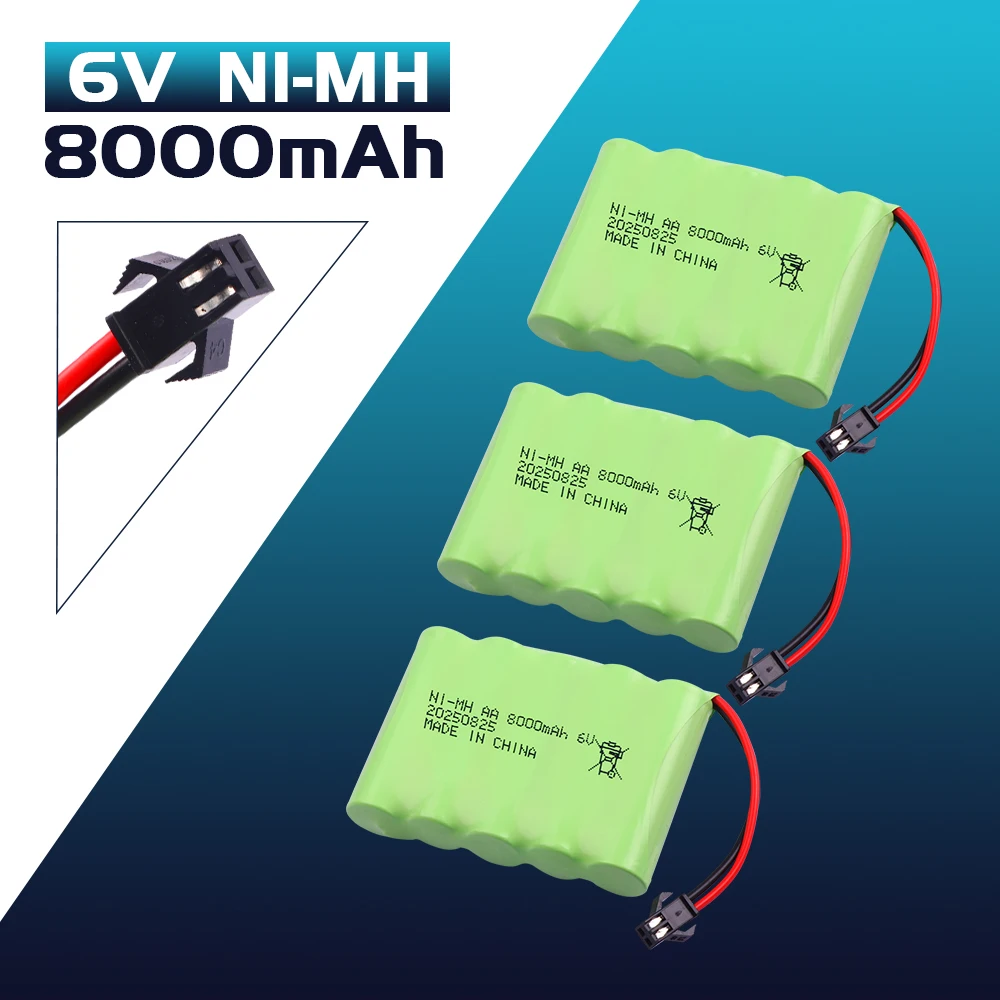 NiMH Battery 6V 8000mah with USB Charger For Rc Toys Cars Tank Truck Robots Guns Boats AA Ni-MH 6v Rechargeable Battery Pack