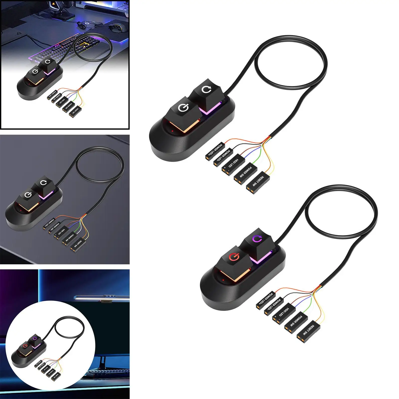 Interruptor móvil de escritorio para PC, botón de encendido y apagado con Cables de 2M, placa base, arranque externo para hoteles, oficinas, salas de reuniones