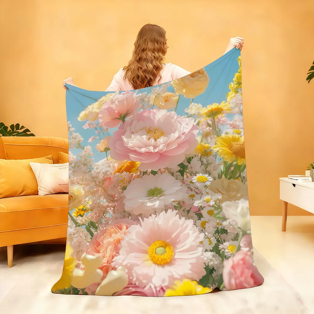 

Colorful Flowers Blanket Soft Throw Blanket for Home Bedroom Bed Sofa Picnic Travel Office Rest Cover Blanket Gift