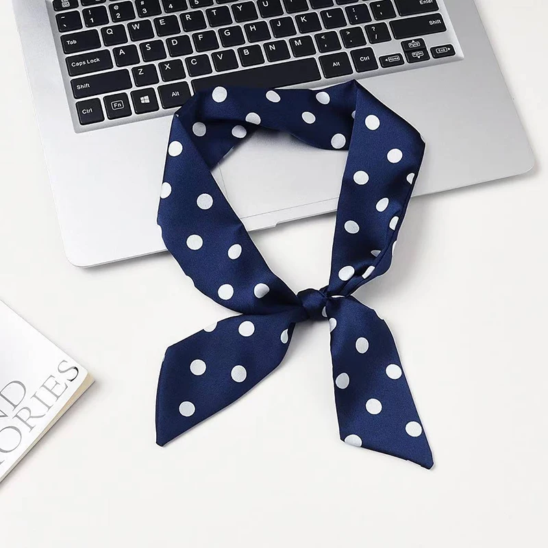 2025 Brand Design Dot Pattern Women Scarf Luxury Silk Scarf Fashion Hair Headband Foulard Skinny Bag Scarves Neckerchief image 5