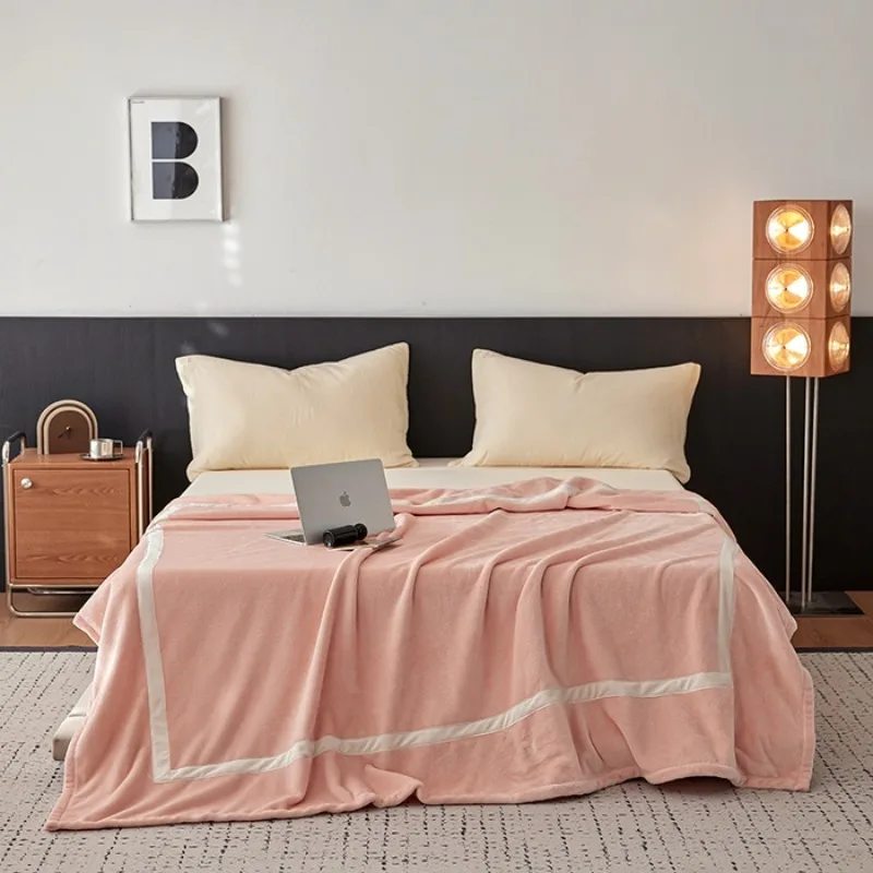 

1pc Winter comfortable soft blanket multifunctional home office milk velvet splicing warm blanket