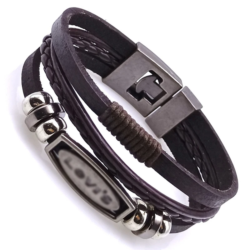 Hot Selling Styles 2024 Vintage Woven Leather Rope Wrap Bracelets For Men Classic Bracelets Punk Wristband Jewelry Male Gifts