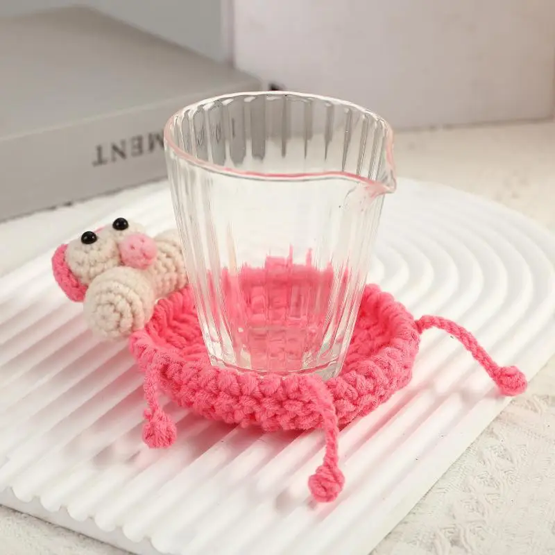 New Funny Crochet Animal Coaster Finished Handwoven Coaster Coffee Cup Decor Texture For Jewelry Storage Coffee Table Use