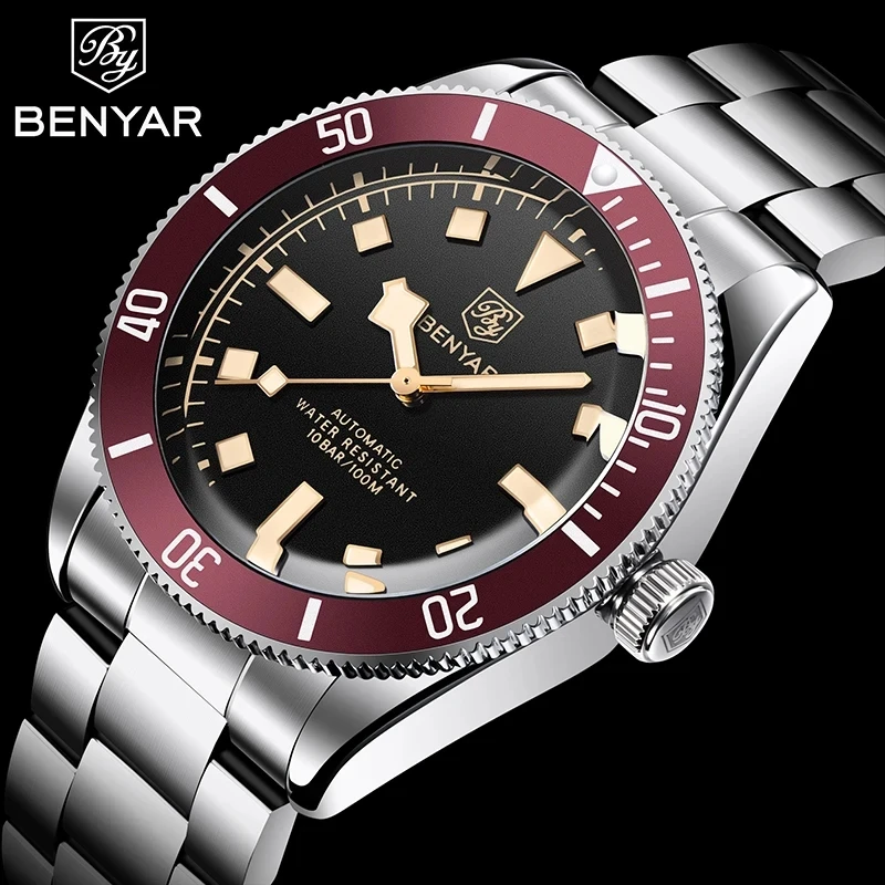 Benyar Mens Watches Mechanical Automatic Top brand luxury Men\'s Watch Sport watch for men BB58 Waterproof wristwatch Chocie Gift