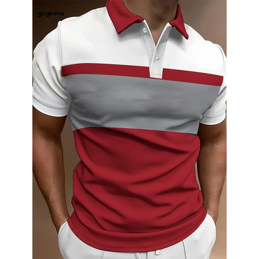 

Men's Fashion Short Sleeve Polo Shirt Casual Striped Shirt Turtleneck Shirt Breathable Top Daily Casual Sports Men's Clothing